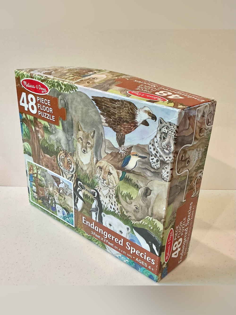 Melissa & Doug Endangered Species floor puzzle 48 pieces Jumbo 2x3 ft